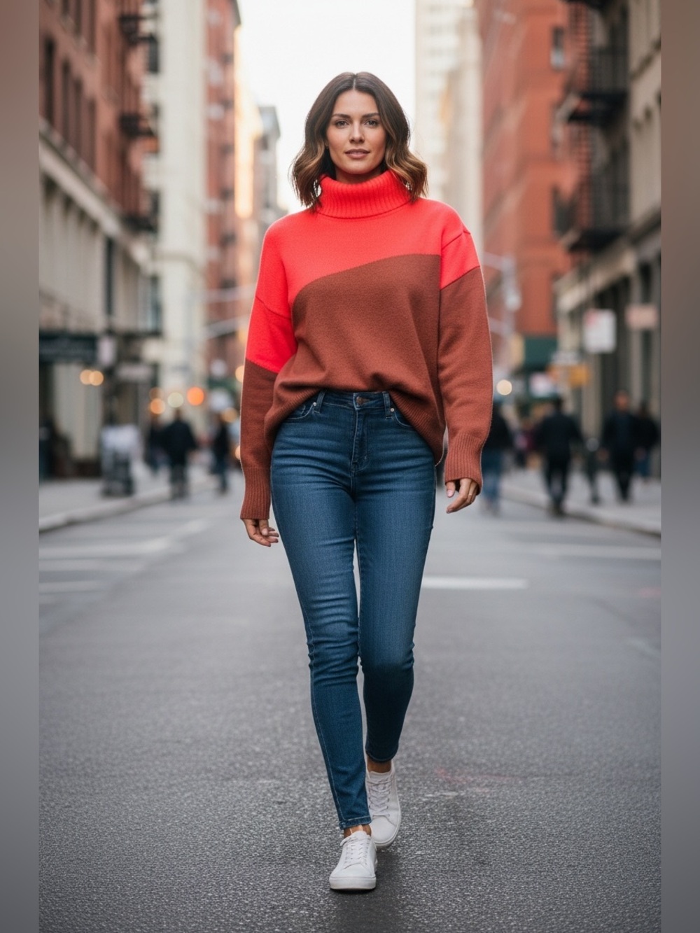 Anthropologie Asymmetrical Colorblock Turtleneck Sweater, Size M